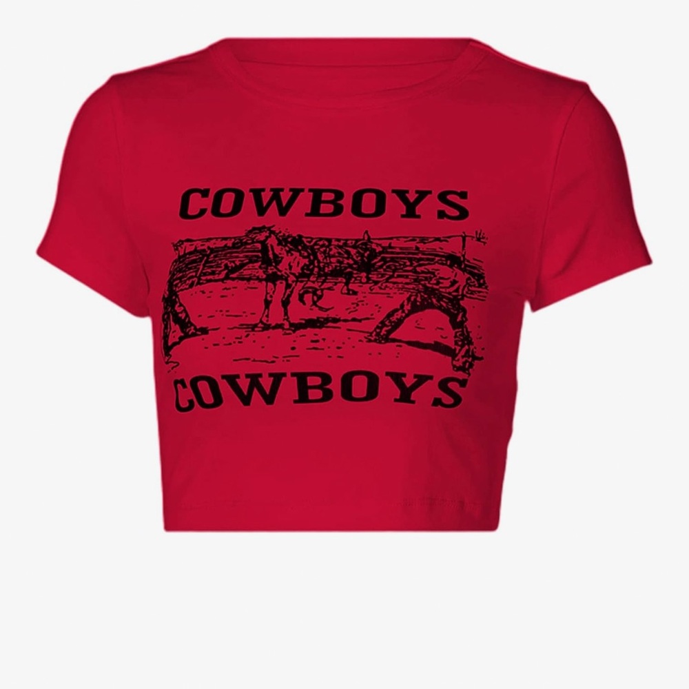 NWT Red Cowboys Crop Top